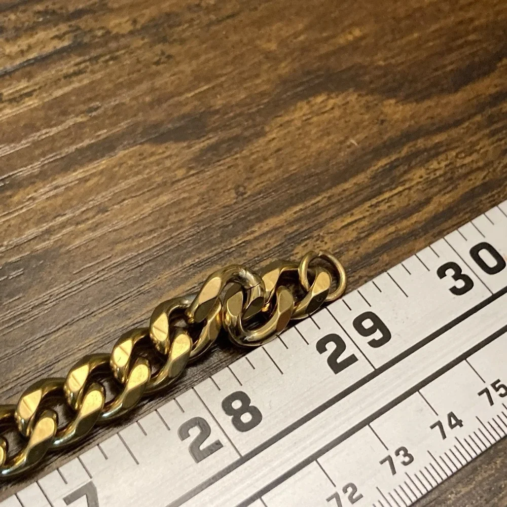 Gold‎ Tone Cuban Link Chain Necklace 9in 12mm Wide Chunky Curb
